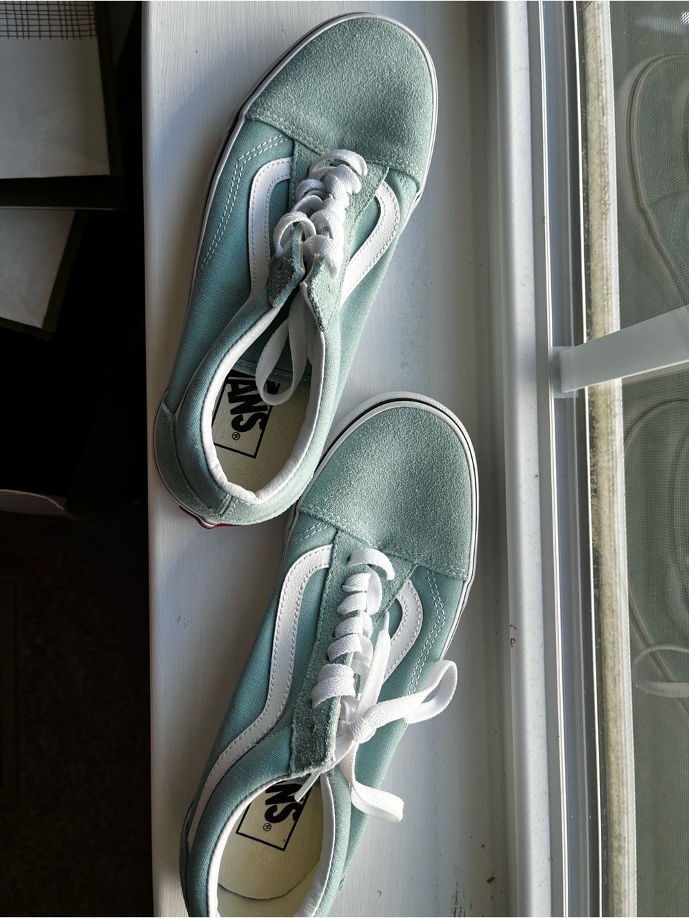 Vans Old Skool Sneakers in Mint Teal & White